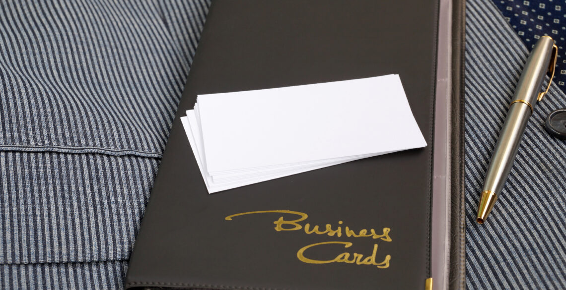 White papers placed on the business cards file