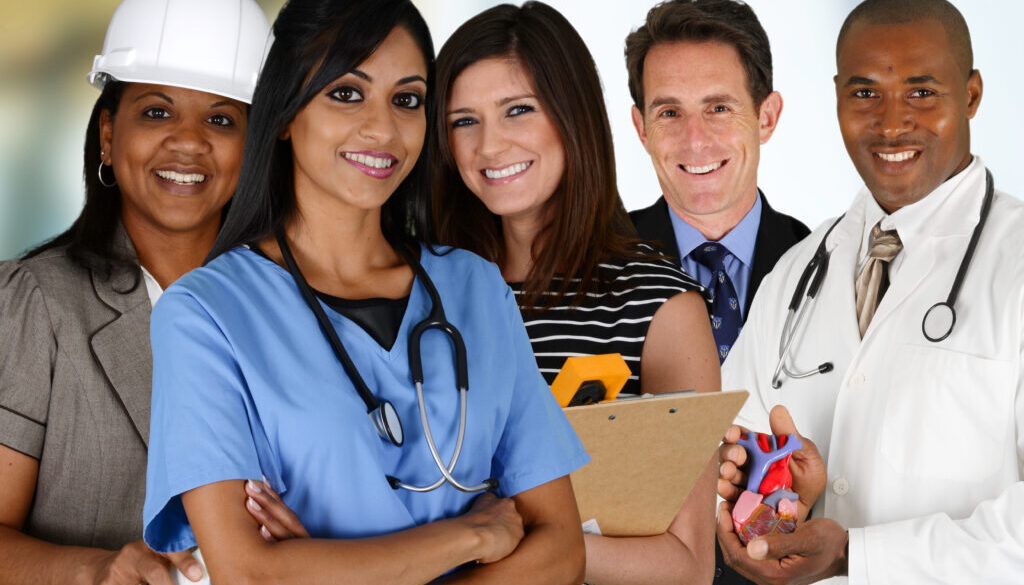 Group of people wearing stethoscope