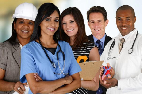 Group of people wearing stethoscope