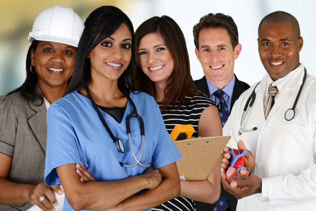 Group of people wearing stethoscope